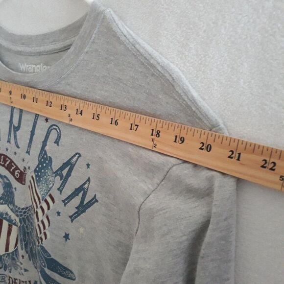 Wrangler Vintage American T Shirt Mens Large Gray Long Sleeve Eagle Wings - Picture 4 of 8